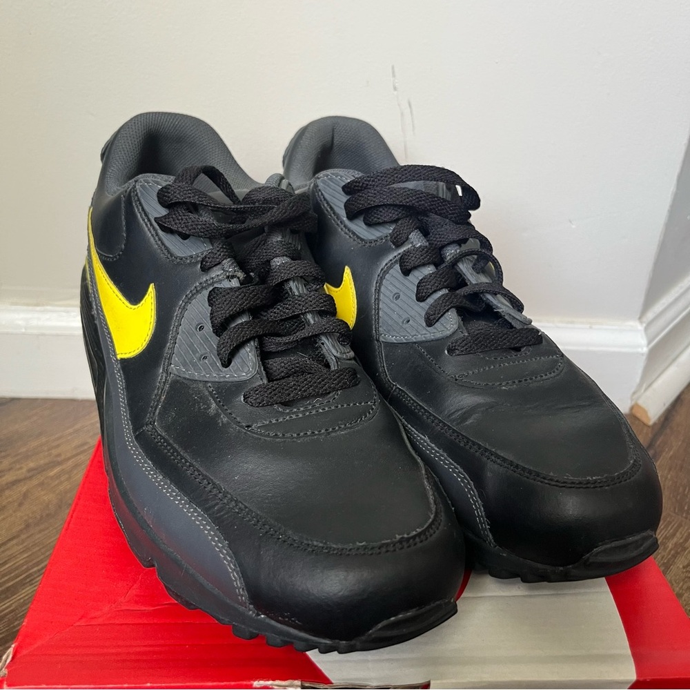 Nike Black and Yellow Air Max 90 All Leather
